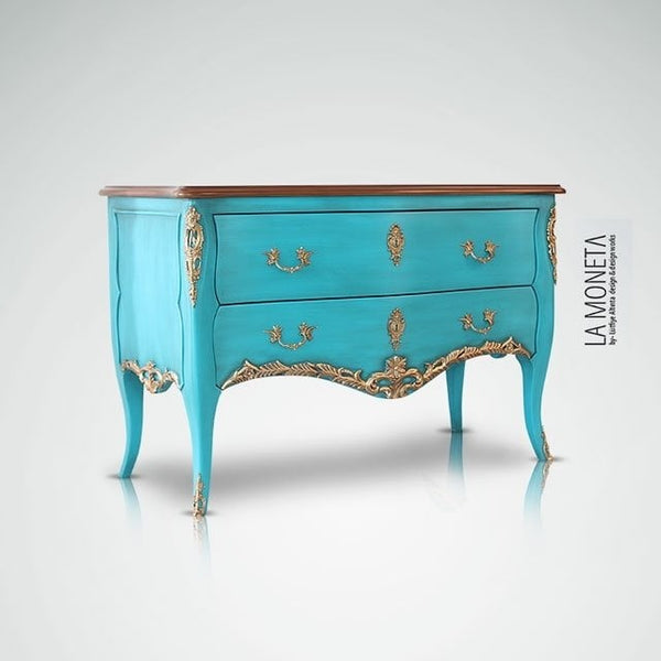 French Louis Turquoise Chest