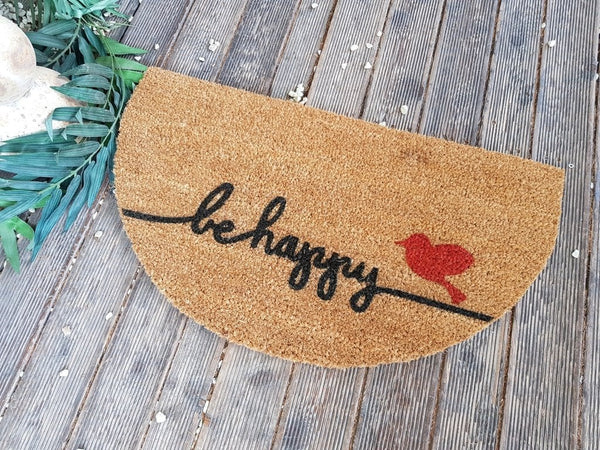 Kırmızı Kuşlu Be Happy Oval Tasarım Paspas
