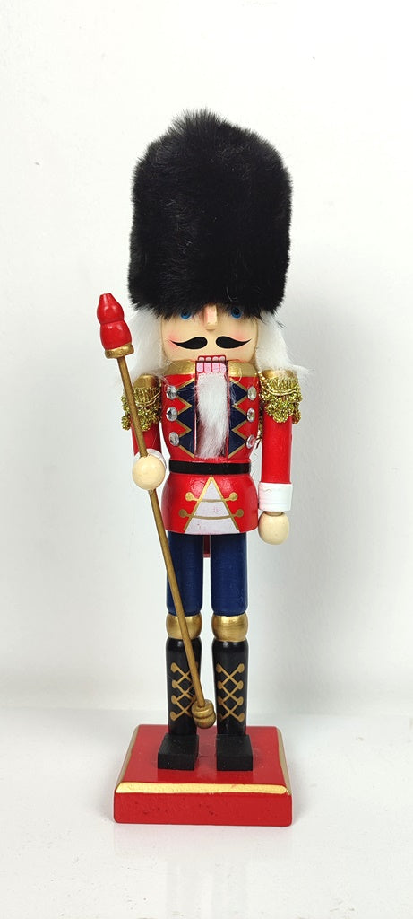 Yeni Yıl Siyah Kalpaklı Nutcracker 27 cm Kurşun Asker / Fındıkkıran Dekoratif Aksesuar