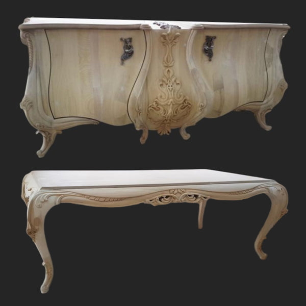Larissa Klasik Konsol ve Yemek Masası / Ham Cilasız Klasik Mobilya/ Classical Furniture
